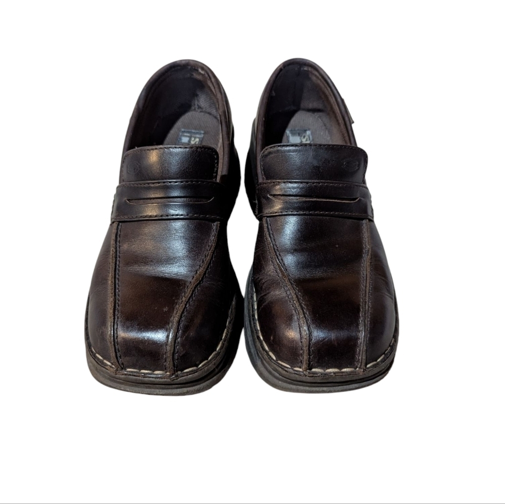 Vintage Y2K Skecher's Chunky Platform Loafers Shoe Brown Leather 90s Size 6.5 - Picture 3 of 10